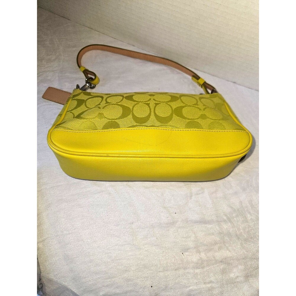 Coach Yellow Lime Demi Leather Bottom Y2K Purse Shoulder Bag #6094 - Picture 2 of 9